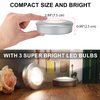 LUXSWAY Puck Light, LED Tap Light Push Lights, Battery Operated Stick On Night Lights, Portable Under Cabinet and Counter Lighting, Kitchen Sink Lights, Shelf Lights, 3-Pack, Silver
