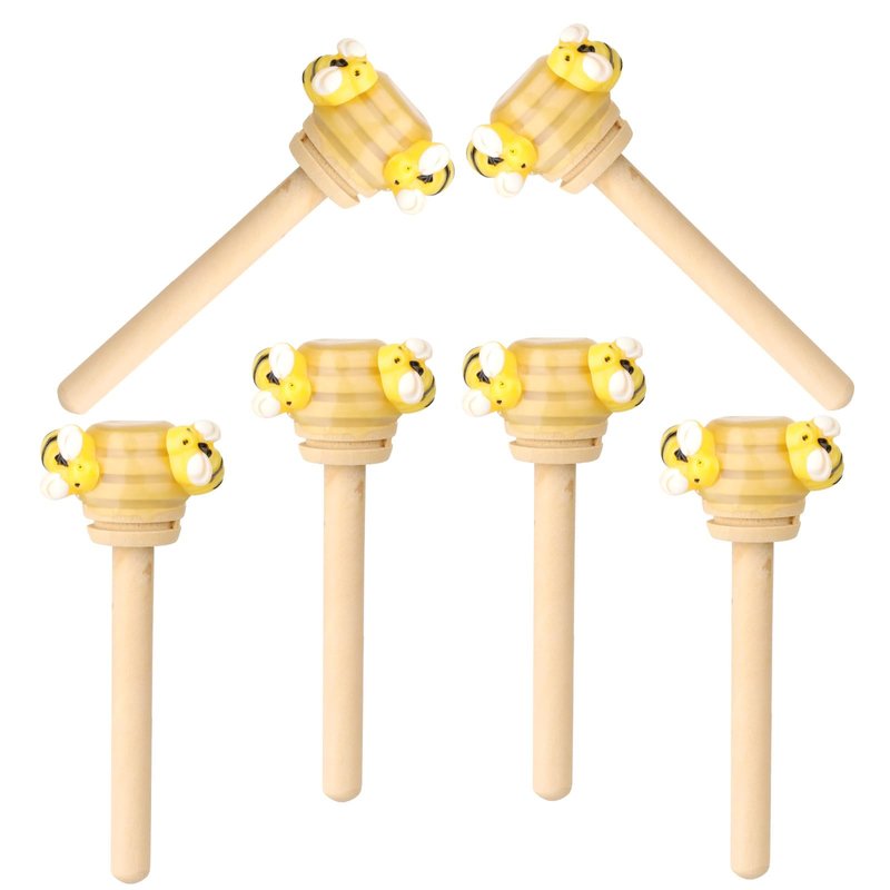 6 Pcs Bee Tiered Tray Decor, Faux Honey Mini Bee Wood Dippers, Honeycomb Stick with Fake Bumblebe...