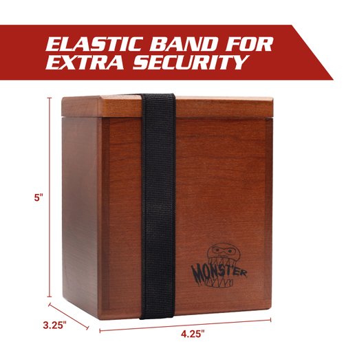 Monster Wooden Deck Box w Strong Magnetic Lid & Security Band- Premium Holds 150 Sleeved Cards- Compatible w Yugioh Commander Magic the Gathering MTG Sports Card, All Trading Card TCG Games, Xmas Gift