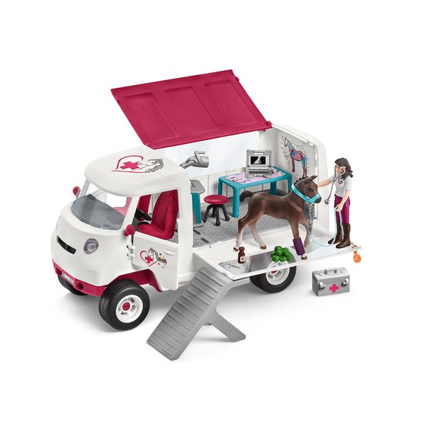 Schleich Horse Club — Mobile Vet with Hanoverian Foal, Horse Equine Vet with X-Ray Kit Play Set, Veterinarian Kit for Kids Ages 5+