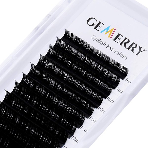 Lash Extensions 8-14 mm Mix Single Silk Classic Eyelashes GEMERRY 0.05 D Curl Individual Lashes 8mm 9mm 10mm 11mm 12mm 13mm 14mm Matte Black Classic Eyelash Extensions Supplies (0.05-D, 8-14mm Mix)