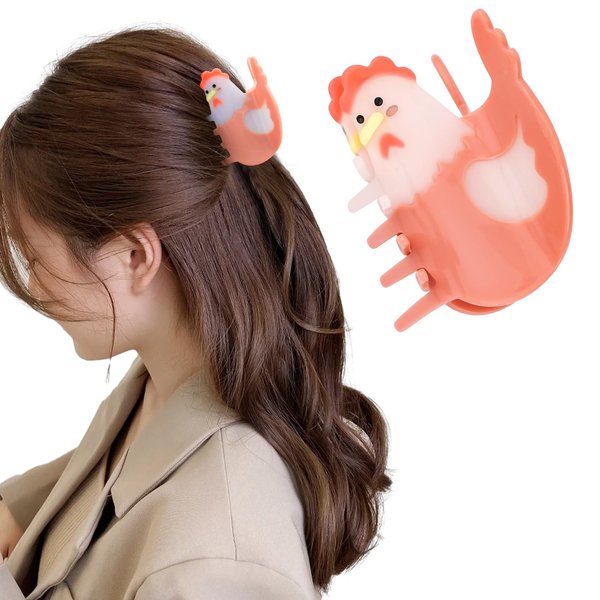 Hapdoo Chicken Hair Clips, Cute Farm Animal Hair Claw Clip for Women Girls, Acetate Funny Westrn Country Farmhouse Hair Accessories Gift