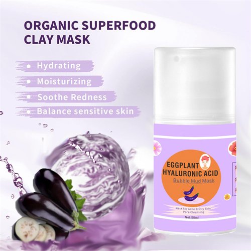 Grospe Eggplant Clay & Mud Mask for Women - Perfect for Pores, Nourishment and Moisturization Anti-Aging - Oil Balance, Facial Mask for Senstive Skin