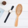Natural Wood Hair Brush with Wooden Bristles Massage Scalp Comb and Peach Wood Beard Comb for Men and Women 3 pcs
