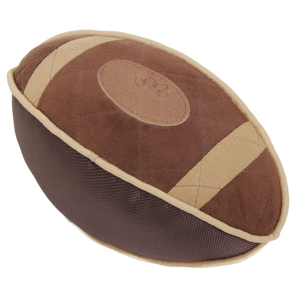 212 Main Pugskin Durable Oxford Nylon & Mesh Plush Squeaky Football Dog Toy Brown