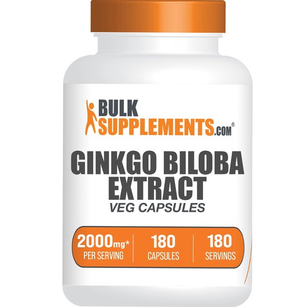 BULKSUPPLEMENTS.COM Ginkgo Biloba Extract Capsules - Ginkgo Biloba 2000mg, Ginkgo Biloba Supplements, Ginkgo Biloba Pills - Vegan-Friendly, 1 Capsule per Serving, 180 Veg Capsules