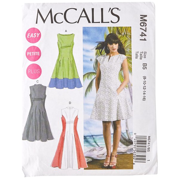McCall's Pattern Company M6741B50 Misses'/Women's Petite Lined Dresses Sewing Template, Size B5 (8-10-12-14-16)