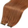Full Shine 18 Inch Genius Weft Hair Extensions Human Hair Color Copper Human Hair Weft Sew In Hair Extensions Real Human Hair Auburn Hand Tied Hair Extensions Soft Silky Straight Hair 50G