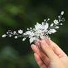 YBSHIN Bride Wedding Hair Comb Silver Rhinestone Hair Pieces Pearl Headpieces Leaf Bridal Hair Accessories for Women and Girls
