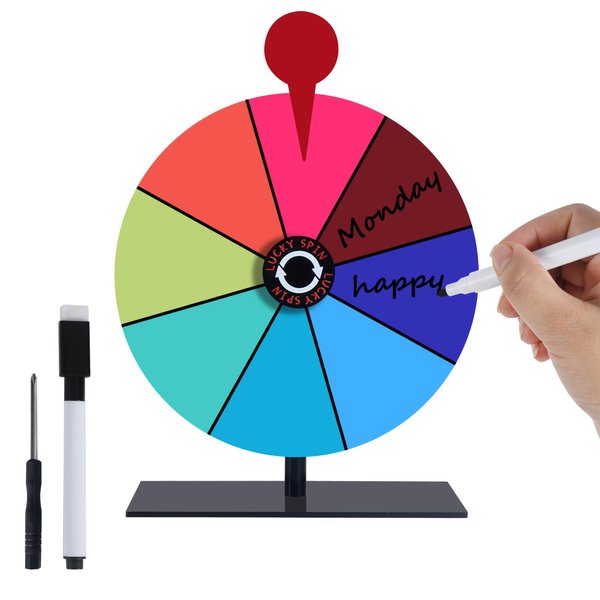 LRMBKM 8 Inch Prize Wheel,Spin Wheel for Prizes,Spinning Wheel with Stand, Wheel of Fortune,Prize Wheel Spinner,Ideal for Fortune Games, House Parties, Trade Shows, Carnivals