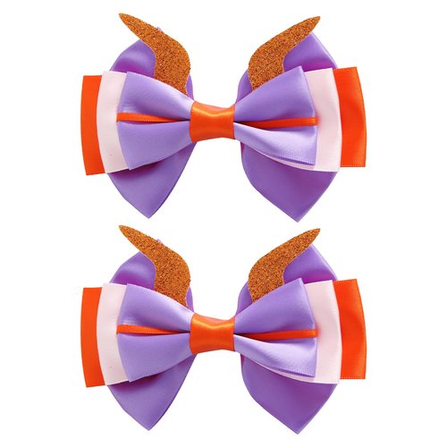 2PC Purple Dragon Ears Hair Bow Clips 4 Inch Women Dragon Horns Halloween Costume Hair Accessories for Figment