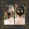 Oruola 4Pcs Bridal Hair Accessories White Flower Wedding Hair Pins Gold Wedding Hair Accessories Pearl Hair Clips Headpiece Jewelry with Rhinestone for Brides Bridesmaids Women Girls Updo