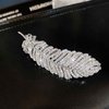 YienDoo Crystal Feather Hair Clip Barrette Silver Sparkling Rhinestone Feather Hairpin Barrette Non-Slip Elegant Duckbill Clip Bridal Barrettes Head Clip Wedding Headwear Accessories for Women Girls