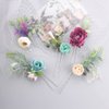 Aimimier Bridal Flower Hair Pins Burgundy Flower Green Leaf Hair Piece Boho Wedding Bridesmaid Hair Accessories