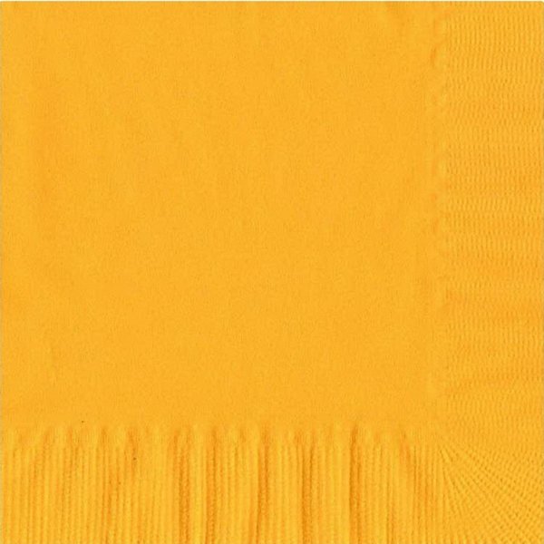 50 Plain Solid Colors Luncheon Dinner Napkins Paper - Harvest Yellow/School Bus Yellow