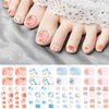 8 Sheets Flower Toe nail Wraps Stickers Floral Nail Polish Strips Self-Adhesive Daisy Toe nail Stickers with Marble Glitter Design Full Nail Decals Kit for Women Flowers Nail Decoration