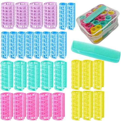 ZMD 30Pcs Hair Curlers Rollers Set,Snap on Rollers Self Grip Rollers Hairdressing Curlers Hair Curlers No Heat Hair Rollers for Long Hair Medium Hair Short Hair Rollers with Mini Comb 5 Sizes