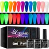 COSMOO 12PCS Glow in The Dark Gel Nail Polish, Luminous Neon Gel Nail Polish Set Hot Pink Yellow Purple Blue Fluorescent Bright Gel Polish with Glow Effect for Halloween (Neon Grow In The Dark Polish)