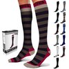 SB SOX Lite Compression Socks (15-20mmHg) for Men & Women – Best Socks for All Day Wear! (Stripes - Gray/Purple, S/M)
