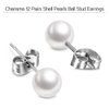 Charisma 8mm Composite Pearl Earrings Round Ball Pearls Stud Earrings Hypoallergenic 12 Pairs Imitation Pearl Earrings Set for Girls Women