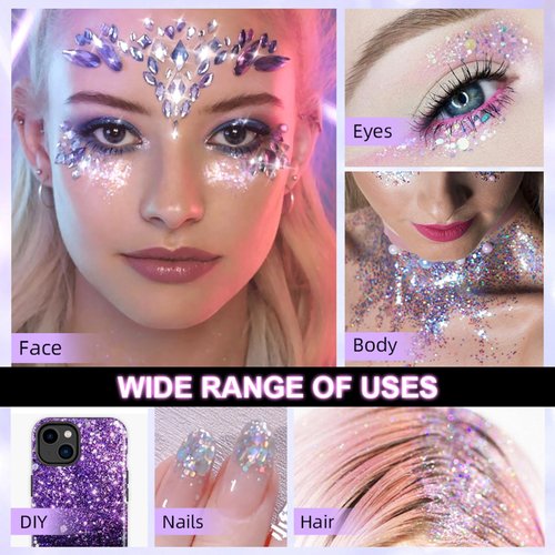 2 PCS Body Glitter Stick,Pink Body Glitter Stick for Singer Concerts,Waterproof Mermaid Face Glitter, Music Festival Chunky Glitter Makeup, Hair Glitter for Kids and Woman (01# Pink)