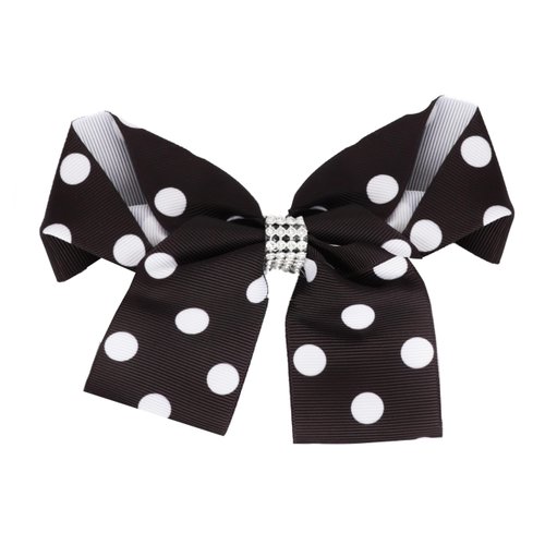 Patterned Hair Bow for Women and Girls with Silver Rhinestones 1 Piece (Polka Dot)
