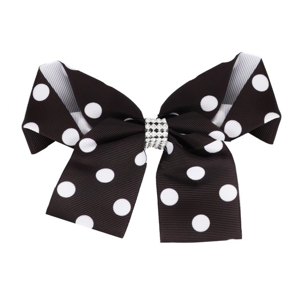 Patterned Hair Bow for Women and Girls with Silver Rhinestones 1 Piece (Polka Dot)