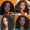 SOKU Short Kinky Curly Lace Front Wigs Synthetic with Baby Hair 18 Inch Dark Brown Middle Part Lace Wigs Pre Plucked Heat Resistant Wavy Wig for Black Women
