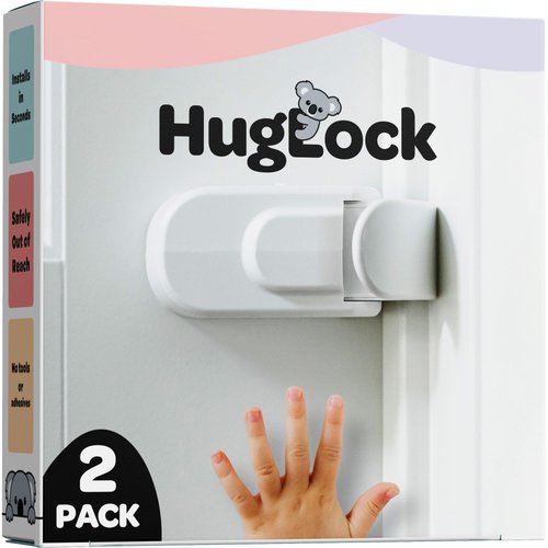 Huglock - The Snap-On Door Lock Kids Can't Reach or Defeat - No Tools or Adhesives Required - Works With Door Knob, Lever or Handle - Childproof Safety Locks are Toddler, Baby and Child Proof (1 Pack)