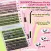 Lash Extension Kit Wispy Lashes Clusters 320PCS Eyelash Extension Kit with Lash Bond and Seal Waterproof Lash Clusters Kit D Curl Individual Lashes 10-16mm Cluster Eyelash Extensions Kit by calphdiar