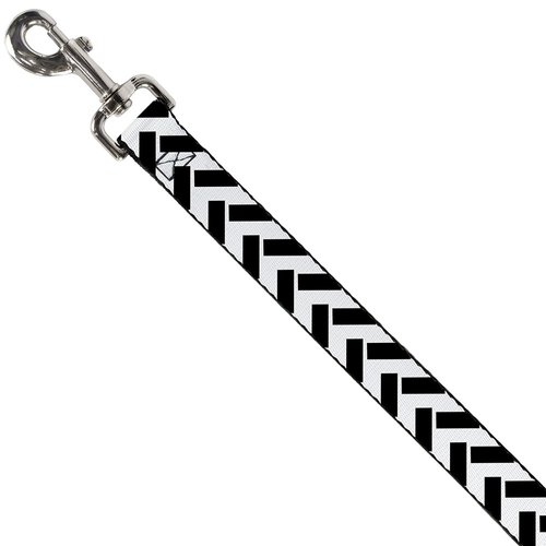 Dog Leash Jagged Chevron White Black 4 Feet Long 1.0 Inch Wide