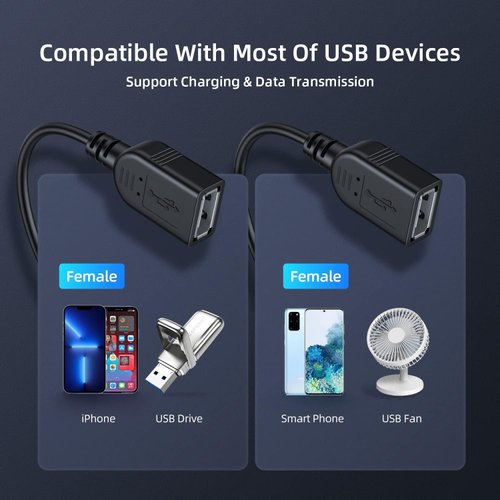 ANDTOBO 【2024 Upgraded】 USB 2.0 A Male to 2 Dual USB Female Jack Y Splitter Hub Power Cord Extension Adapter Cable