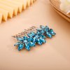 BERYUAN Crystal Flower Hair Comb for Women Girls Prom Crystals Hair Comb Wedding Headpiece for Bride Bridemaid Flower Girls peacock blue