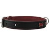Genuine Black Leather Metal Bone Studs Soft Black Leather Padded Dog Collar 5/8" Wide. Fits 10"-12" Neck.