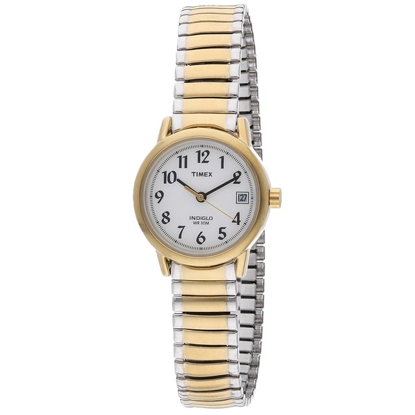Timex Women's Easy Reader 25mm Watch – Two-Tone Case White Dial with Two-Tone Expansion Band