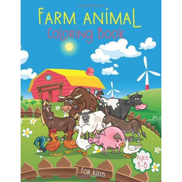 Farm Animal Coloring Book For Kids Ages 4-8: Children Activities Book for Boys, Girls with Black Page Sketch & Draw,Gel Pen Paper, Fun Early Learning, Relax (Gift book for boys)