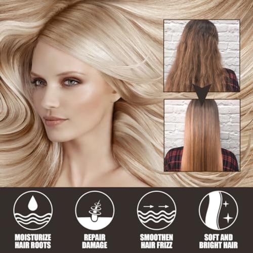 Grospe Keratin Repair Hair Mask, Magical Hair Mask for Women Steam-Free Repair Silky Perm Dye Moisturizing Hydrating Hair Mask Hair Frizz Damage Smoothing Straightening 60g/1.69 Fl oz