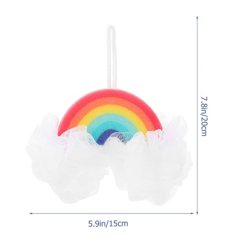 Healvian Loofah Sponge Portable Baby Sponge Rainbow Shaped Bath Scrubber Household Body Scrubber Body Scrubber Balls Shower Mesh for Kids Adults Exfoliating Bath Sponge