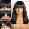 Starmo Bob Wig with Bangs Human Hair Wigs Glueless Wigs Straight Layered Bob Wigs with Bangs 4x2 Transparent Lace Bob Wigs Natural Black for Women 14 Inch
