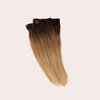 BFB Hair Clip-in Hair Extensions for Women, Real Human Hair Extensions for Short Hair, Honey Dipped Ombre Brunette & Blonde 14 inch 2 pcs 35 grams, Seamless Design, Made for Volume Only