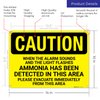 OSHA Caution When The Alarm Sounds and The Light Flashes Ammonia Has Been Detected Sign, 10x14 Inches, Rust Free .040 Aluminum, Fade Resistant, Made in USA