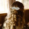 BOYIVI 3PCS Rhinestone Hair Clips Flower Hair Barrettes Crystal Pearl French Hairpins Hair Clip Wedding Accessories for Women Girls Bridal Hair Accessories (Silver)