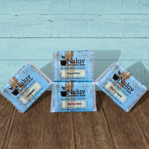 NULUV Goat Milk Bar Soap Favorite Fragrances Set - Angel Baby, Lavender, Starry Night, Herbal Mist (4-Pack, 1 of Each Scent), Natural Skin Cleanser | All Skin Types, Handmade