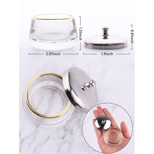 TOROKOM 2Pcs Dappen Dish Glass Monomer Dish with Lid for Acrylic Nails Small Clear Nail Cup Containers for Liquid Powder Damping Dapping Dish Holder Supplies