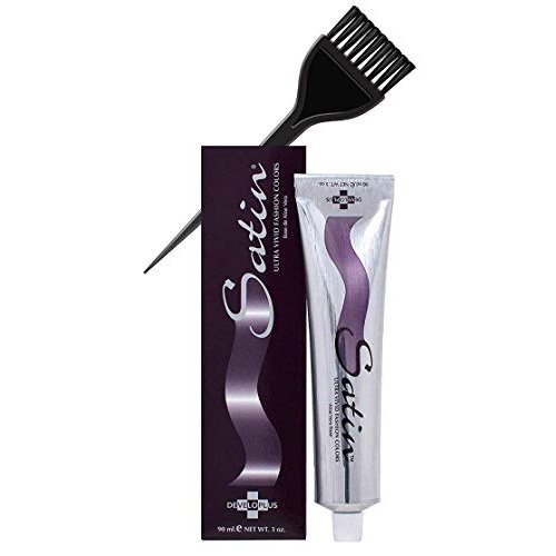 SATIN Hair Color, Developlus Ultra Vivid Fashion Colors (with Sleek Applicator Brush) ALOE VERA BASE Low Ammonia Cream Haircolor Dye (8A Light Ash Blonde)