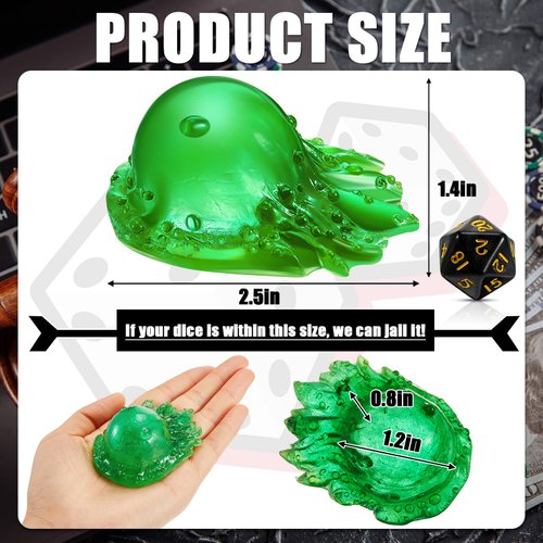Dice Jail Gelatinous Cube Dice Prison Resin Dice Cage Translucent Dice Storage Container/Holder Dice Miniature Accessory for Table Game Party Gatherings Gifts (Green)