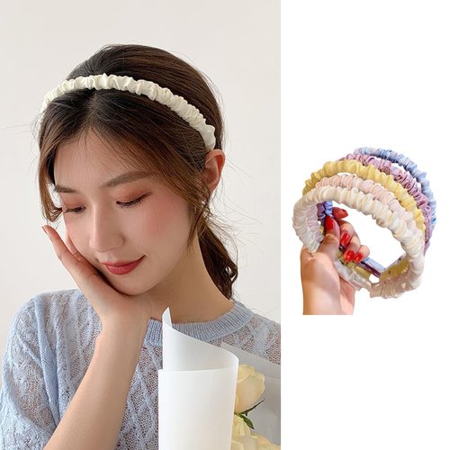 Yijnqixin 5PCS Fabric Headbands for Women and Girls, Non Slip Hairbands, Adult and Kids Comfortable Head Bands, Handmade No Slip Hair Bands (Color 2, Diameter 12cm)