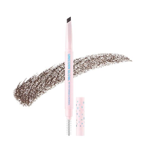 UNICORN GLOW Tri Tip Eyebrow Auto Pencil, 1 Black Brown - Triangular Brow Pencil - Create, Color & Control Eyebrows with Precision | Long-Lasting Triangular Point Eyebrow Pencil