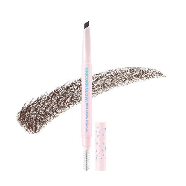 UNICORN GLOW Tri Tip Eyebrow Auto Pencil, 1 Black Brown - Triangular Brow Pencil - Create, Color & Control Eyebrows with Precision | Long-Lasting Triangular Point Eyebrow Pencil