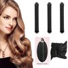Heatless Hair Curler, Heatless Curls Overnight, Heatless Curling Rod, No Heat Hair Roller Rods Blowout Rods Jumbo Set with Headscarf, Hook for Women Long Hair (Black, 3 Packs)